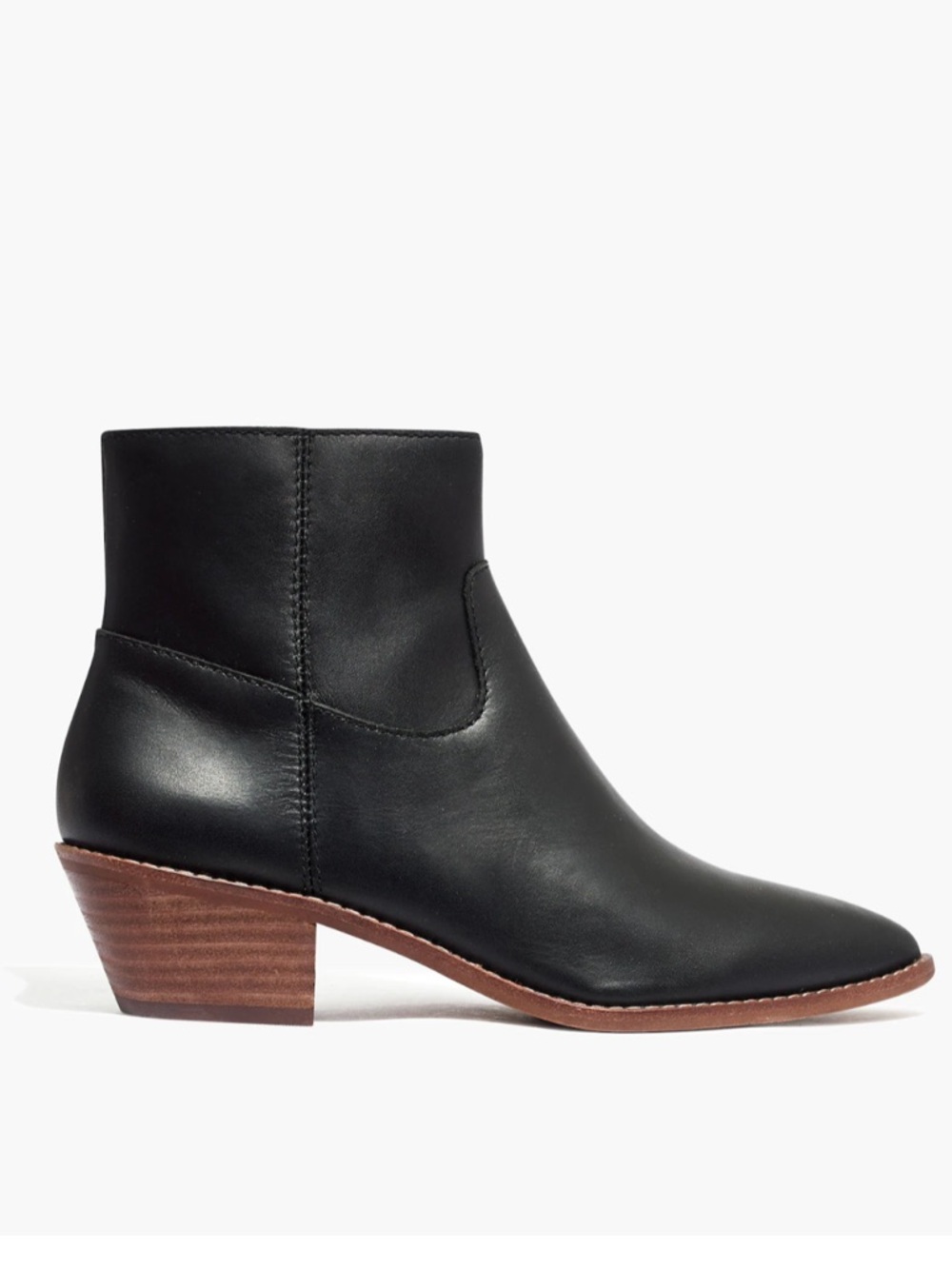 Madewell Western The Charley Boot in Leather Black Almond Toe Zip Up Booties 7.5 - Picture 3 of 14